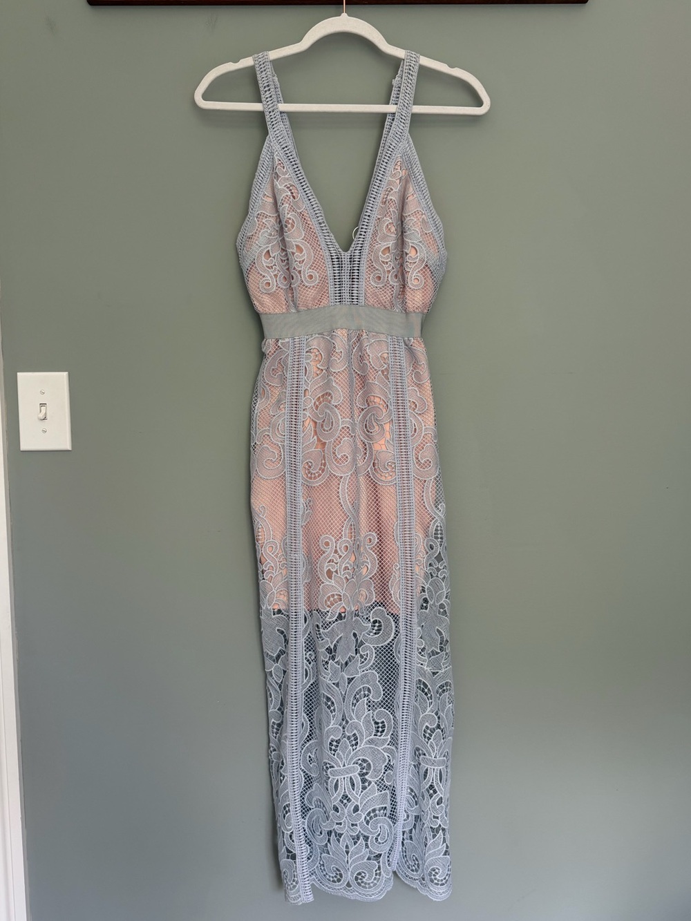 Alice McCall "Wanderlust" Light Blue Lace Overlay Midi Party Wedding Guest Dress
